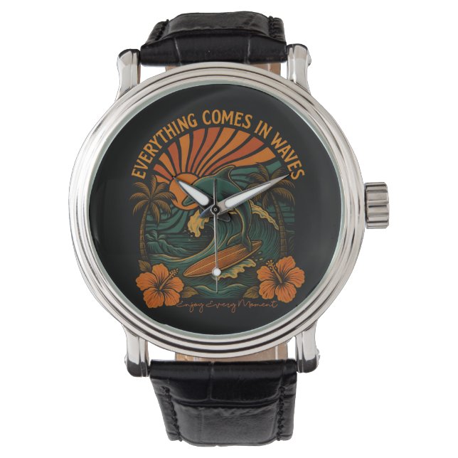 Alles kommt in Waves Retro Armbanduhr (Vorderseite)