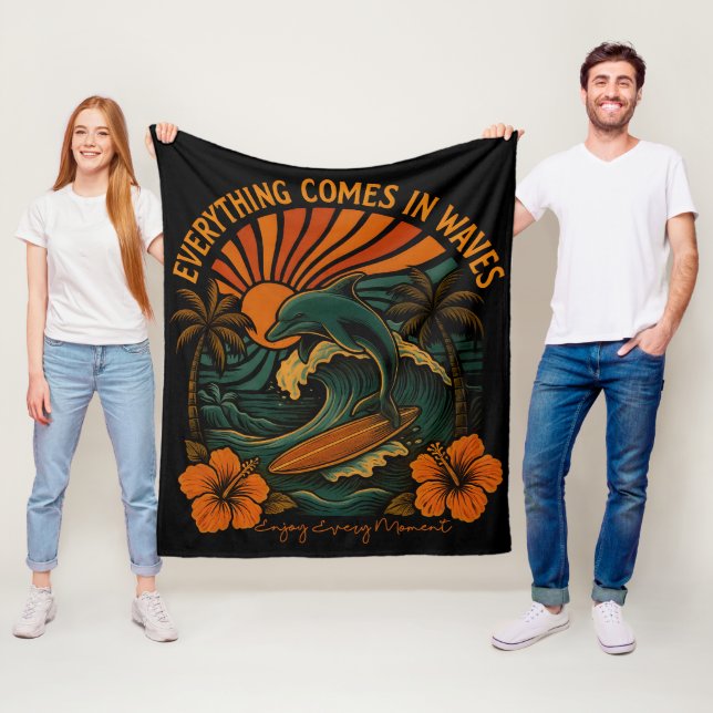 Alles kommt in Waves Retro Fleecedecke (Beispiel)