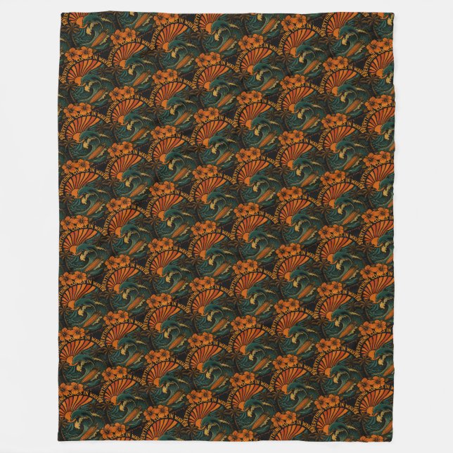 Alles kommt in Wellen Retro Fleecedecke (Vorderseite)