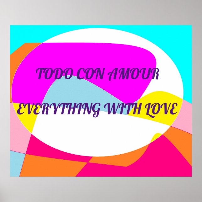 Alles mit Liebe auf rosa gelben Mustern Poster