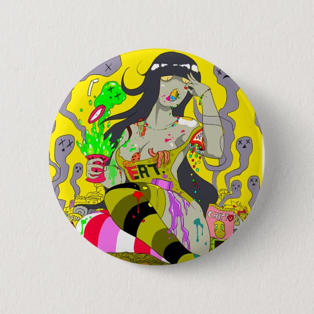 Alles Nahrungsmittelmuss DIE! Knopf Button (Vorderseite)