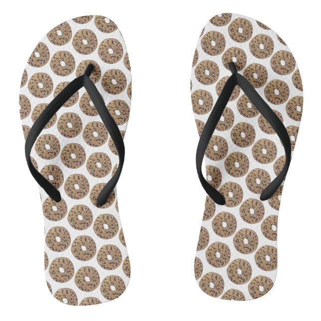 Alles Poppy Sesam Seed Bagel Frühstück Essen Flip Flops (Fußbett)
