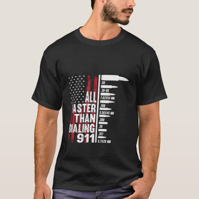 Alles schneller als 911 US-Flag Gun for T-Shirt (Vorderseite)