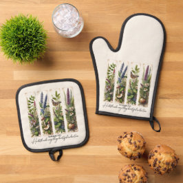 Alles Schöne in Seiner Zeit botanisch Ofenhandschuh & Topflappen-Set