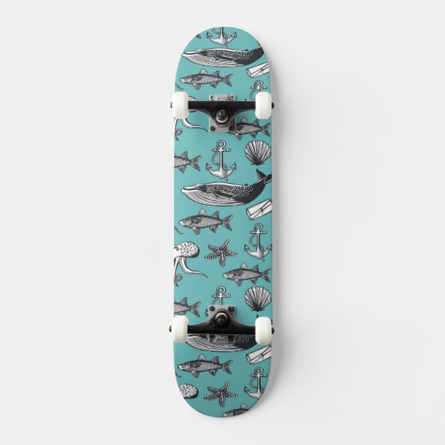 Alles Seemuster Skateboard (Vorderseite)