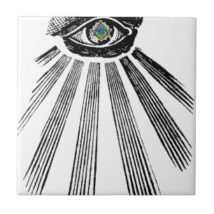 Alles sehende Augen-Quadrat und Kompass Freimaurer Fliese