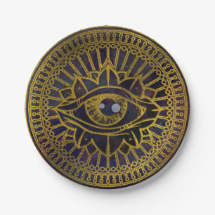 Alles sehende mystische Augen-Gold auf Pappteller