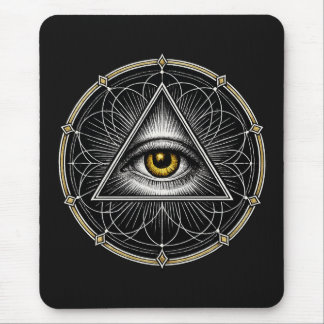 Alles sehendes Auge Heilige Geometrie Schwarz Mousepad