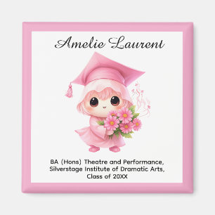 🎓 Alles Text individuell Chibi Bloom Abschluss Magnet