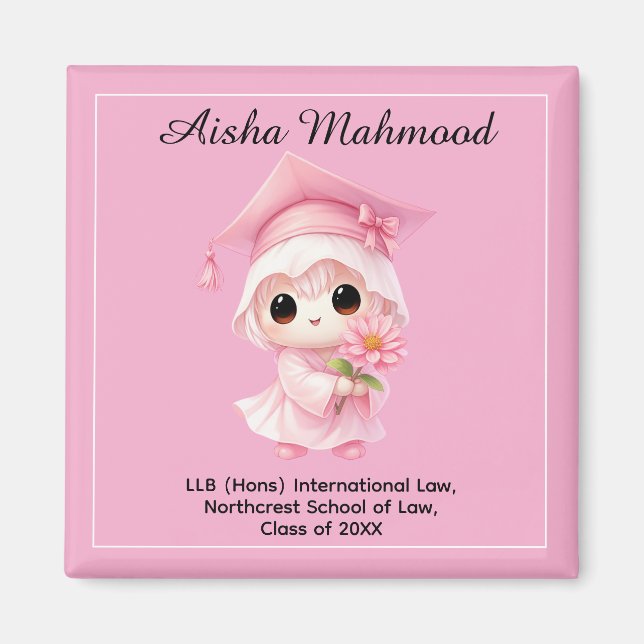 🎓 Alles Text individuell Chibi Rose Abschlussfeie Magnet (Vorne)