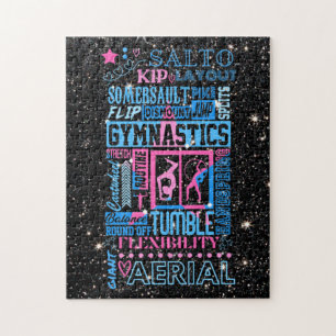 Alles über Turnen-Typografie in Rosa und Blau Puzzle