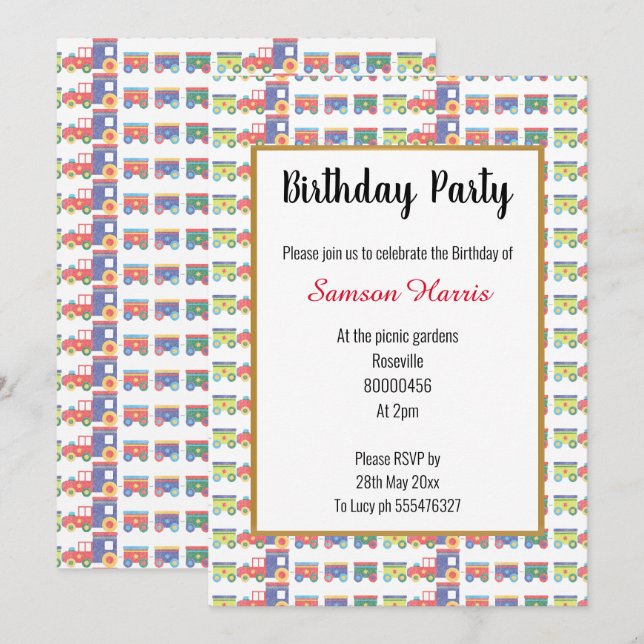 Alles über Züge zum Geburtstag Einladung (Vorne/Hinten)