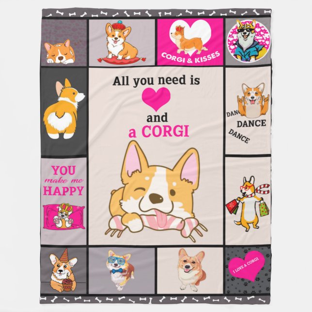 Alles was du brauchst ist Corgi Blanket Fleecedecke (Vorderseite)