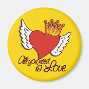 Alles was du brauchst ist Liebe gelb Magnet