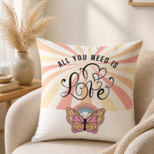 Alles, was du brauchst, ist Liebe Groovy Butterfly Kissen