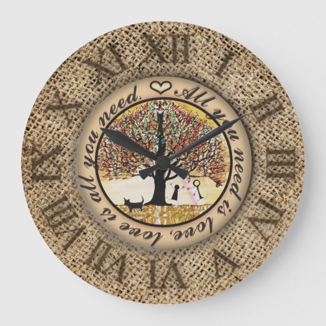 Alles, was du brauchst, ist Liebe Große Wanduhr (Vorderseite)
