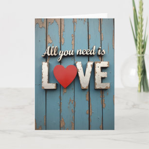 Alles, was du brauchst, ist Liebe Holzkarte Karte