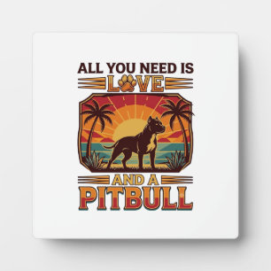 Alles was du brauchst ist Liebe Pitbull Hund Sonne Fotoplatte