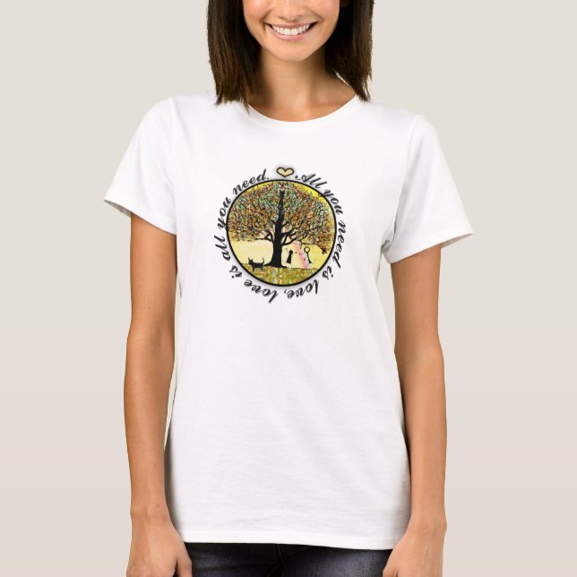 Alles was du brauchst ist Liebe Tree of Life mit R T-Shirt (Vorderseite)