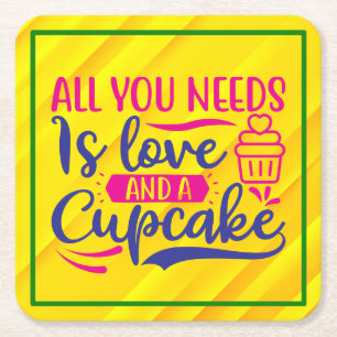 Alles was du brauchst ist Liebe und Cupcake-67518 Rechteckiger Pappuntersetzer