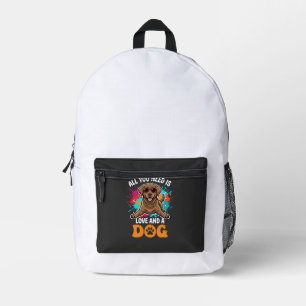 Alles was du brauchst ist Liebe und ein Hund Grafi Bedruckter Rucksack