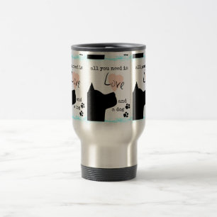 alles was du brauchst ist Liebe und ein Hund pink Reisebecher