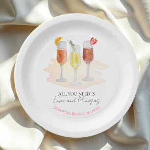 Alles was du brauchst ist Liebe und Mimosas - Brau Pappteller