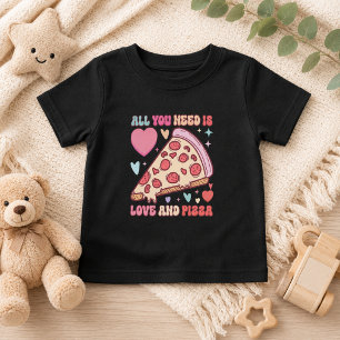 Alles was du brauchst ist Liebe und Pizza Lustig Baby T-shirt