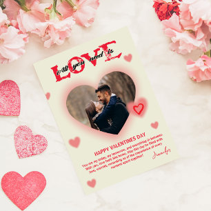 Alles, was du brauchst, ist Liebe Valentinstag Her Feiertagskarte