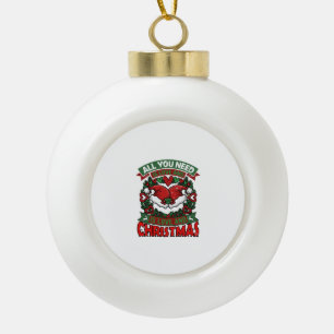 Alles was du brauchst ist Liebe Weihnachten Santa  Keramik Kugel-Ornament
