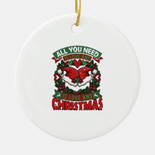 Alles was du brauchst ist Liebe Weihnachten Santa  Keramik Ornament