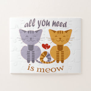 Alles was du brauchst ist Miau Valentinstag Katzen Puzzle