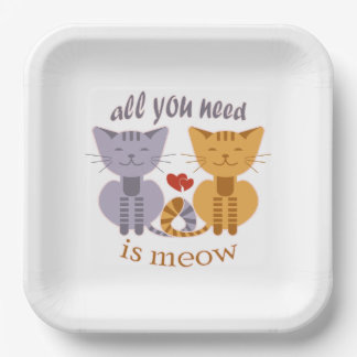 Alles was du brauchst sind Miau-Valentins-Katzen Pappteller
