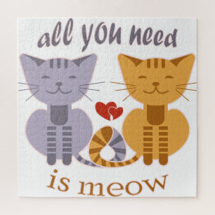 Alles was du brauchst sind Miau-Valentinskatzen Puzzle