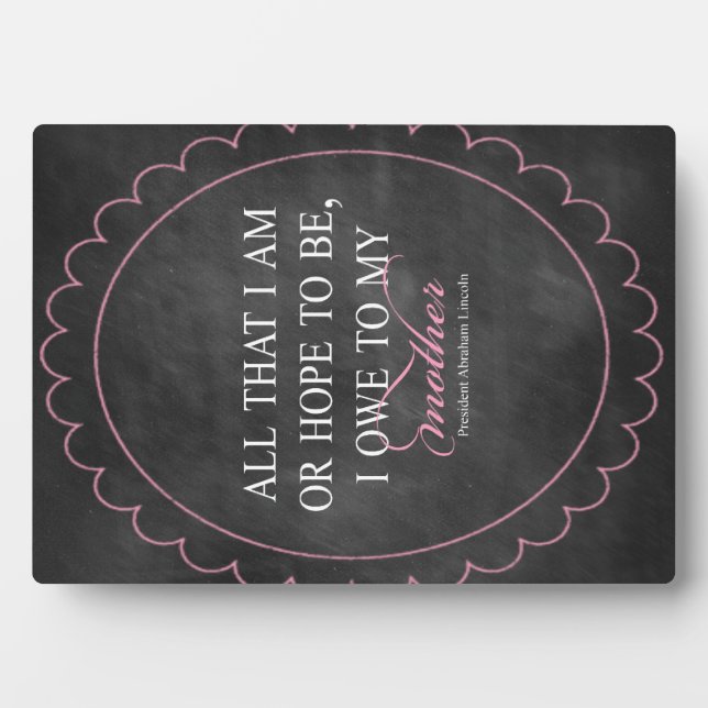 "Alles, was ich bin oder hoffen zu sein, verdanke  Fotoplatte (Vorderseite)