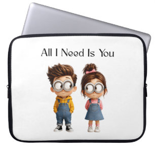 Alles was ich brauche, bist du Süßer Cartoon-Jun Laptopschutzhülle