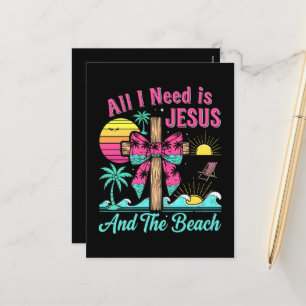 Alles was ich brauche ist Jesus und der Strand Feiertagspostkarte