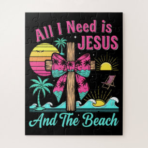 Alles was ich brauche ist Jesus und der Strand Puzzle