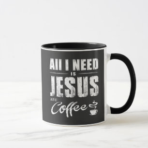 Alles, was ich brauche, ist Jesus und Kaffeetypogr Tasse