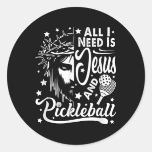 Alles, was ich brauche, ist Jesus und Pickleball D Runder Aufkleber
