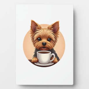 Alles was ich brauche ist Kaffee und mein Yorkie Fotoplatte