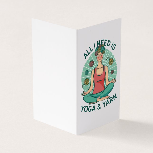Alles, was ich brauche, ist Yoga und Yarne Phrase Visitenkarten (Vorderseite)
