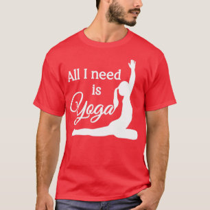 Alles, was ich brauche, ist Yoga White Cyan T-Shirt