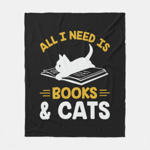 Alles, was ich brauche, sind Bücher und Katzen Fleecedecke
