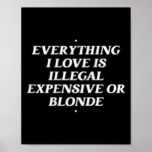 Alles, was ich Liebe ist illegal teuer oder blond Poster
