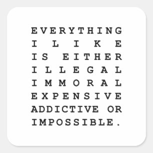 Alles, was ich mag quadratischer aufkleber