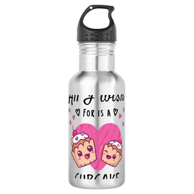 Alles, was ich mir wünsche, ist ein Cupcake Edelstahlflasche (Vorderseite)