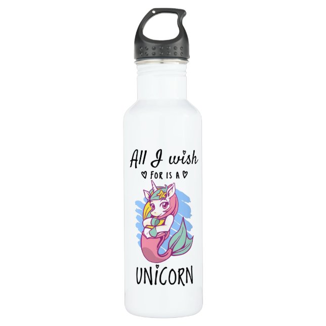 Alles, was ich mir wünsche, ist ein Einhorn Edelstahlflasche (Vorderseite)