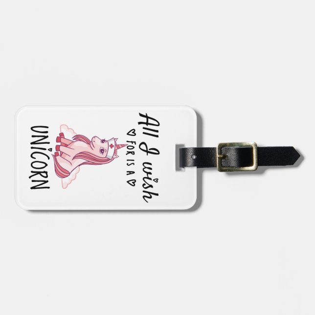 Alles, was ich mir wünsche, ist ein Einhorn Gepäckanhänger (Vorderseite horizontal)