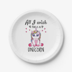 Alles, was ich mir wünsche, ist ein Einhorn Pappteller